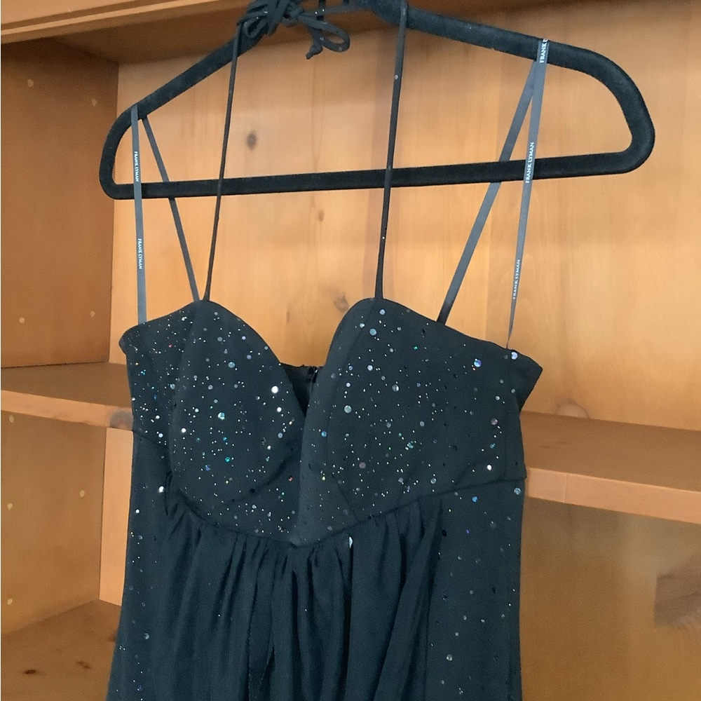 Vintage Y2K Black Sparkle Halter Dress Size  6 | Made in Fairy Grunge Formal - Picture 5 of 13